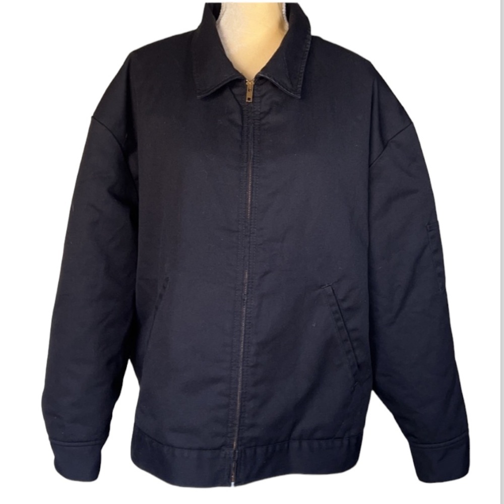 DICKIES COAT SIZE 2XL BLACK JACKET QUILTED LINING ZIPPER FRONT 4 FOUR POCKETS